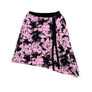 Y2K Julie's Closet Asymmetrical Pink and Black Floral Skirt